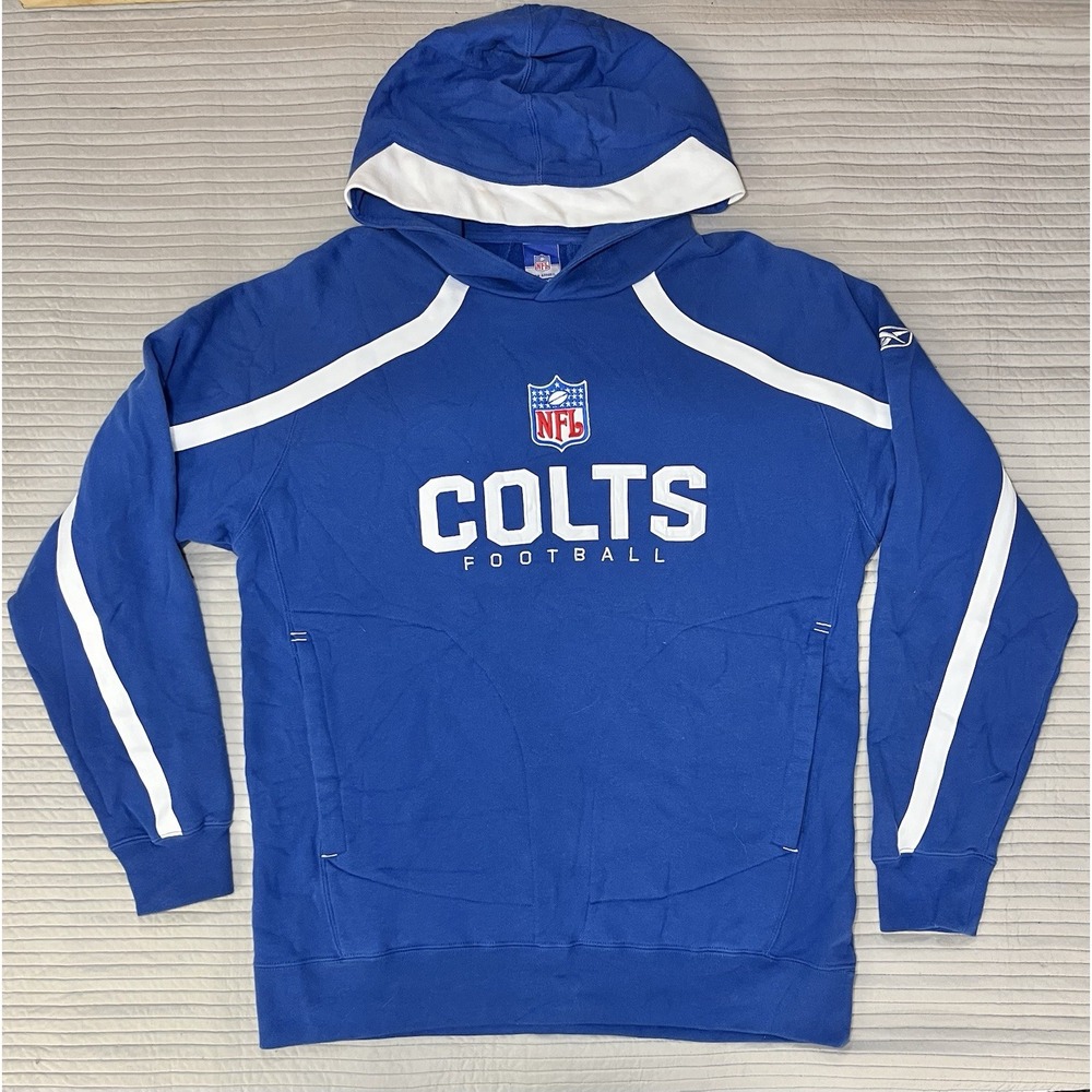 Vintage Reebok NFL Indianapolis Colts 90s Football Blue Hoodie Baggy Mens Large